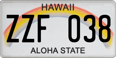 HI license plate ZZF038