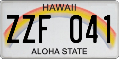 HI license plate ZZF041