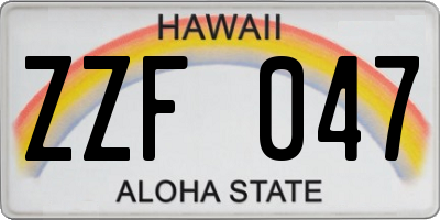 HI license plate ZZF047