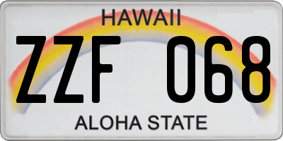 HI license plate ZZF068