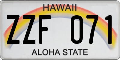 HI license plate ZZF071