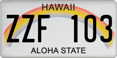 HI license plate ZZF103