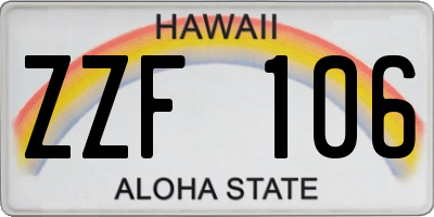 HI license plate ZZF106