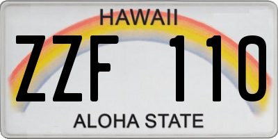 HI license plate ZZF110