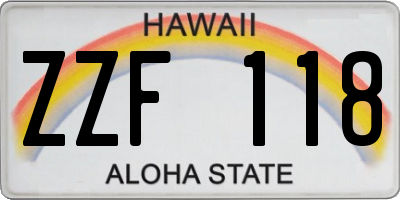 HI license plate ZZF118