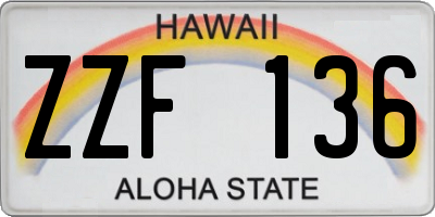 HI license plate ZZF136