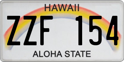 HI license plate ZZF154
