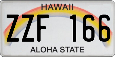 HI license plate ZZF166