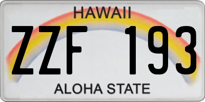 HI license plate ZZF193