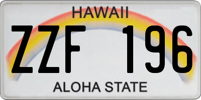 HI license plate ZZF196