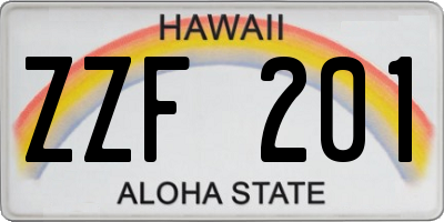 HI license plate ZZF201