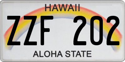 HI license plate ZZF202