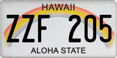 HI license plate ZZF205