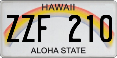 HI license plate ZZF210