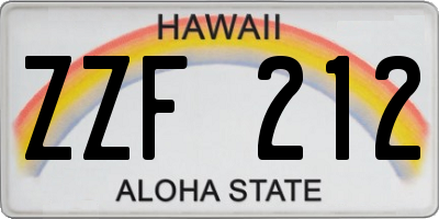 HI license plate ZZF212