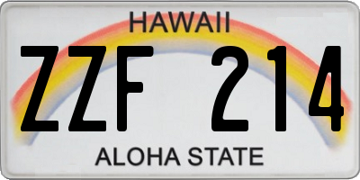 HI license plate ZZF214