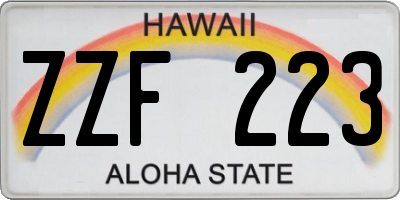 HI license plate ZZF223