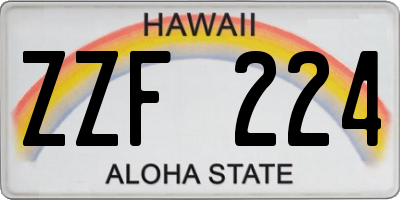 HI license plate ZZF224