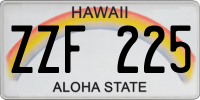 HI license plate ZZF225