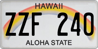 HI license plate ZZF240