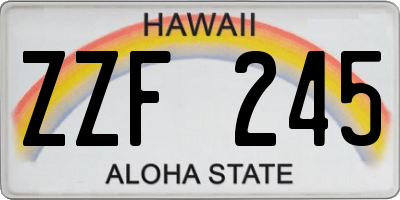 HI license plate ZZF245