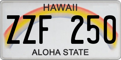 HI license plate ZZF250