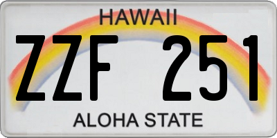 HI license plate ZZF251