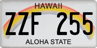 HI license plate ZZF255