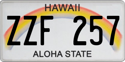 HI license plate ZZF257
