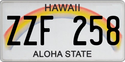 HI license plate ZZF258