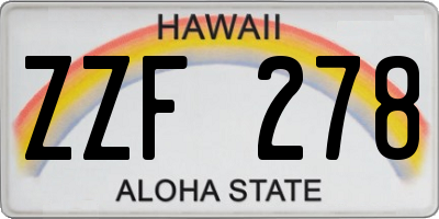 HI license plate ZZF278