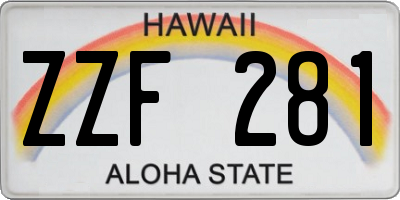 HI license plate ZZF281