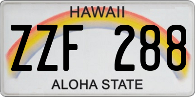 HI license plate ZZF288
