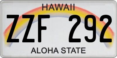 HI license plate ZZF292