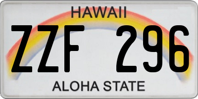 HI license plate ZZF296