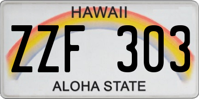 HI license plate ZZF303