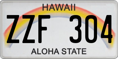 HI license plate ZZF304