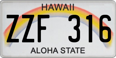 HI license plate ZZF316
