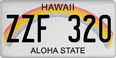 HI license plate ZZF320
