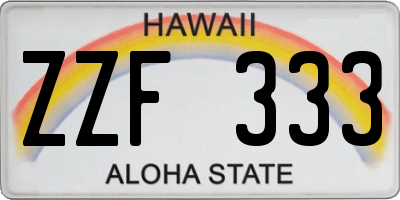 HI license plate ZZF333