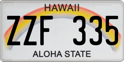 HI license plate ZZF335