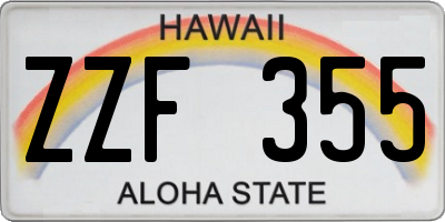 HI license plate ZZF355