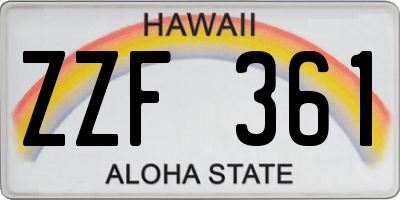 HI license plate ZZF361