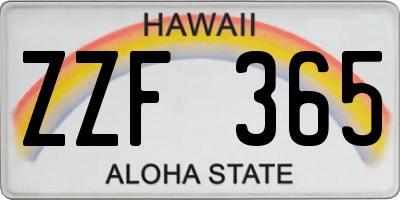 HI license plate ZZF365