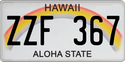 HI license plate ZZF367