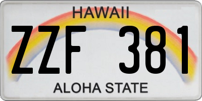 HI license plate ZZF381