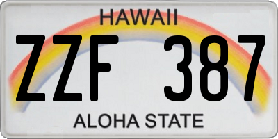 HI license plate ZZF387