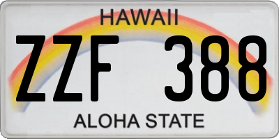 HI license plate ZZF388