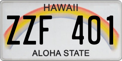 HI license plate ZZF401