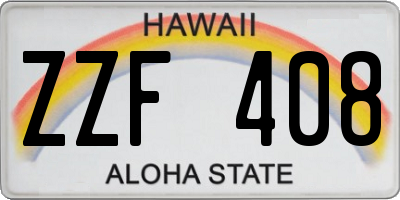 HI license plate ZZF408